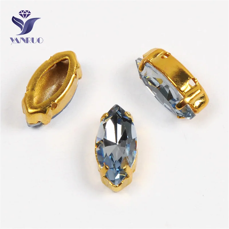 Light Sapphire Yanruo 4200 забавные маркизы с камнями K9 Глаза Лошади Стразы заостренные сзади Стразы все для шитья - Цвет: Light Sapphire