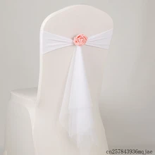 100 шт муслиновые пояса для стула лайкра повязка на стул с поддельным розовым цветком свадебное банкетное украшение домашний декор