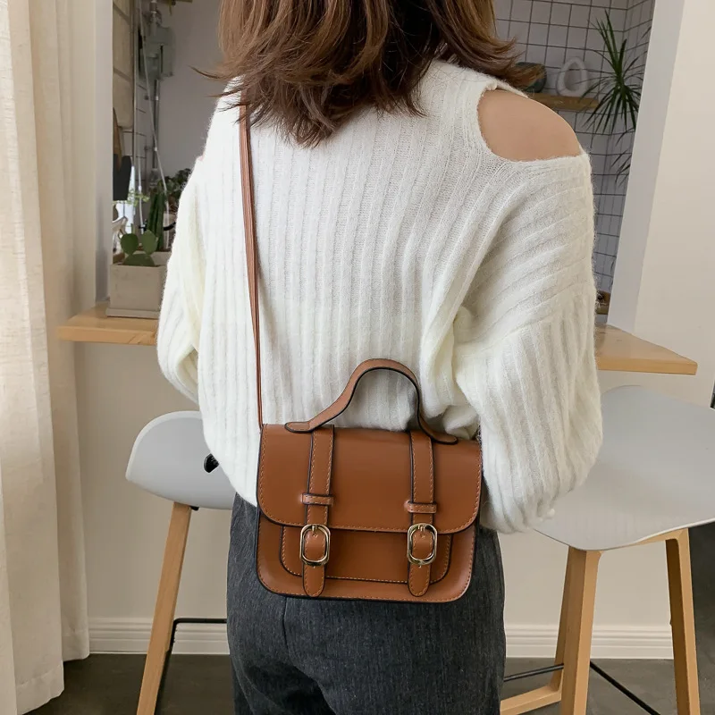 

2019 New Style Women's Bag Korean-style Retro Belt Buckle Shoulder Square Sling Bag Simple Single-shoulder Bag for Women
