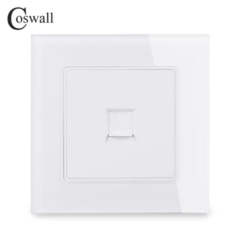 

COSWALL Crystal Tempered Glass Panel Wall Socket 1 Gang RJ45 CAT5E Internet Computer Data Connector C1 Series