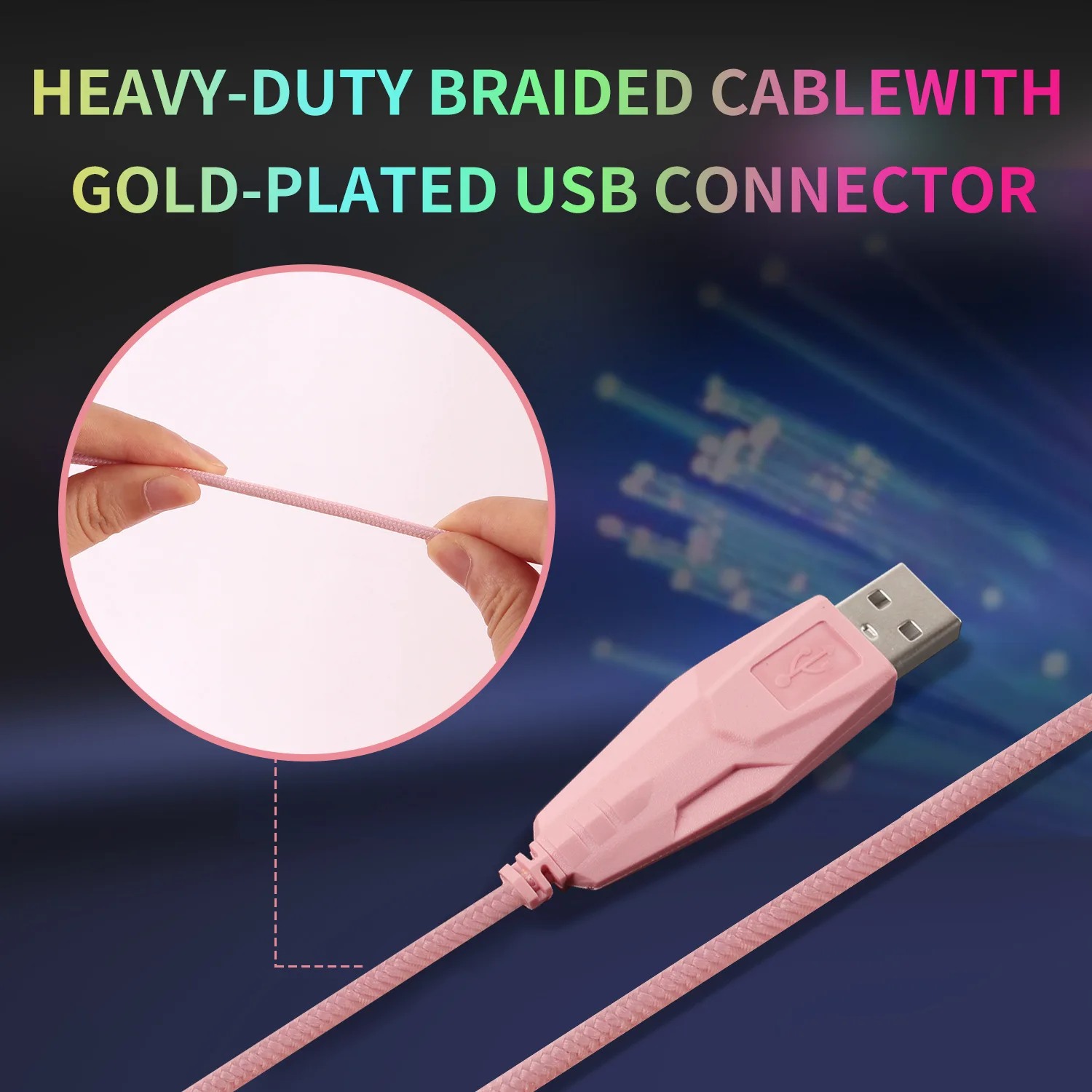 Cute Cat Gaming Mice 2400dpi Colorful Backlight Mouse 4 Level DPI USB Wired Women Girl Pink Computer Mouse