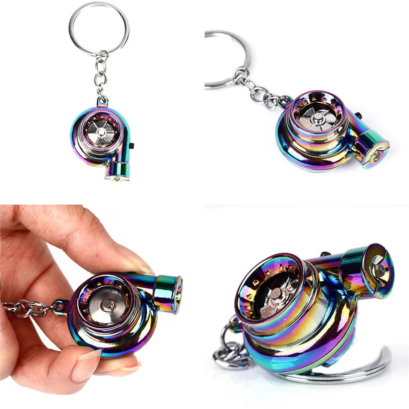 

Turbo Keychain Mini Keyring Rainbow LED BOV Sound Turbocharger Car Drift Motorcycle Keychain Turbo Keychain Led