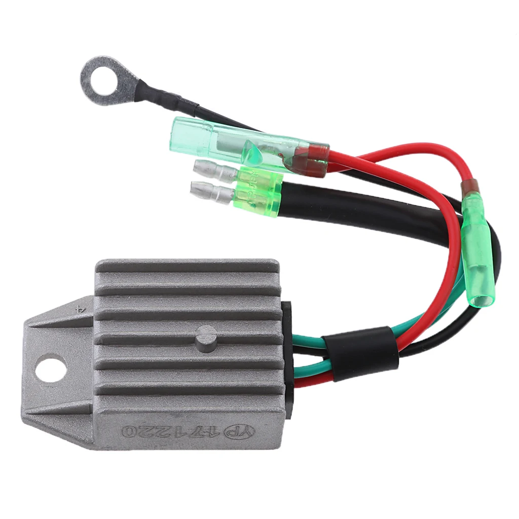 Marine Boat Outboard Voltage Regulator Rectifier Male Plug Replacement for Yamaha 15HP 2-Stroke Engines, Color Gray