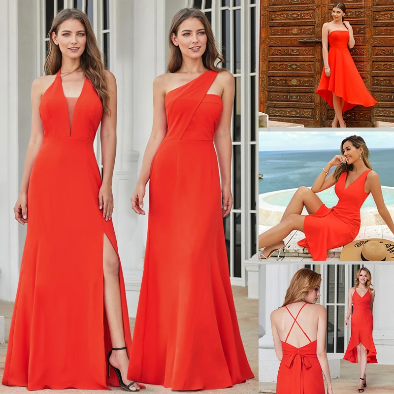 Элегантные красные вечерние платья Ever Pretty трапециевидной формы с круглым вырезом и рукавом средней длины, недорогие шифоновые вечерние платья Robe De Soiree