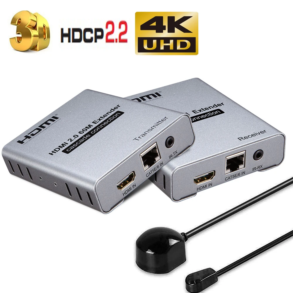 4K 60Hz HDMI 2.0 extender Splitter over cat6/5e cable splitter exender ethernet up to 120M | Электроника