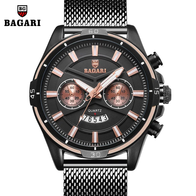 

Bagari ParknShop to Imported from Japan Movement Quartz Watch Men Sports Watch Waterproof Hot Selling Mesh Belt Watch