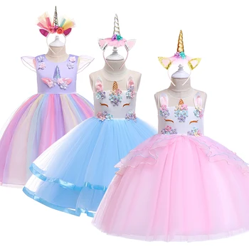 

Fantasy Unicorn Christmas Dress For 2-10 Year Girl Children's Princess Costume Kids Birthday Party Infant Tutu Child Clothes