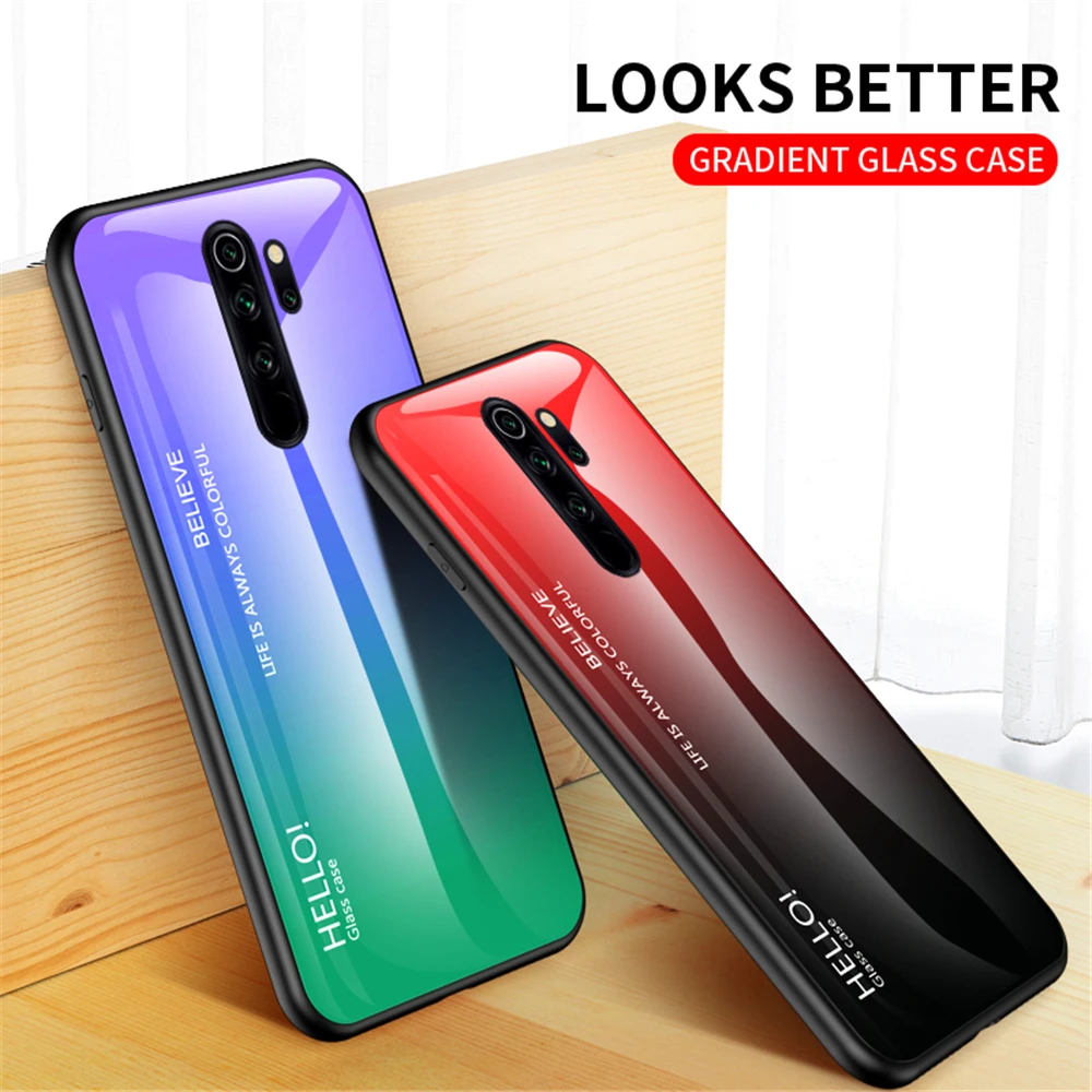 Стеклянный чехол градиентного цвета для Xiao mi Red mi Note 8 Pro Note 7 8 Xiaomi mi 9 mi Play Red mi 7A K20 K20 Pro Pocophone F1