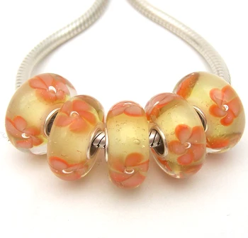 

JGWG2133 5X 100% Authenticity S925 Sterling Silver Beads Murano Glass beads Fit European Charms Bracelet diy jewelry Lampwork