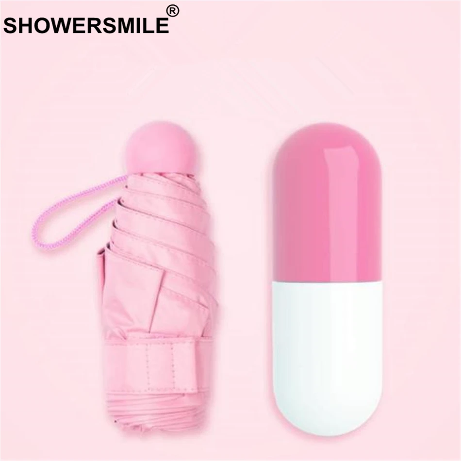 SHOWERSMILE мини капсульный Карманный Зонт Женский дорожный зонт от солнца дождя