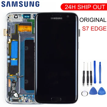 

ORIGINAL 5.5'' SUPER AMOLED LCD with frame for SAMSUNG Galaxy s7 edge G935 G935F Touch Screen Digitizer Display + Service Pack