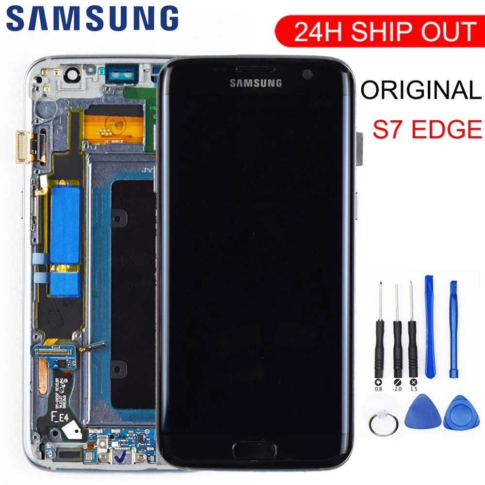  ORIGINAL 5.5'' SUPER AMOLED LCD with frame for SAMSUNG Galaxy s7 edge G935 G935F Touch Screen Digit