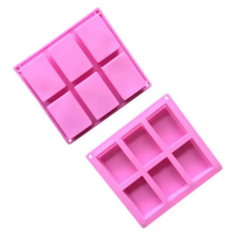 Silicone Soap Molds 6 Cavity Hole Rectangle DIY Baking Mold Tray Handmade Cake Biscuit Chocolate Moulds LX7953 |