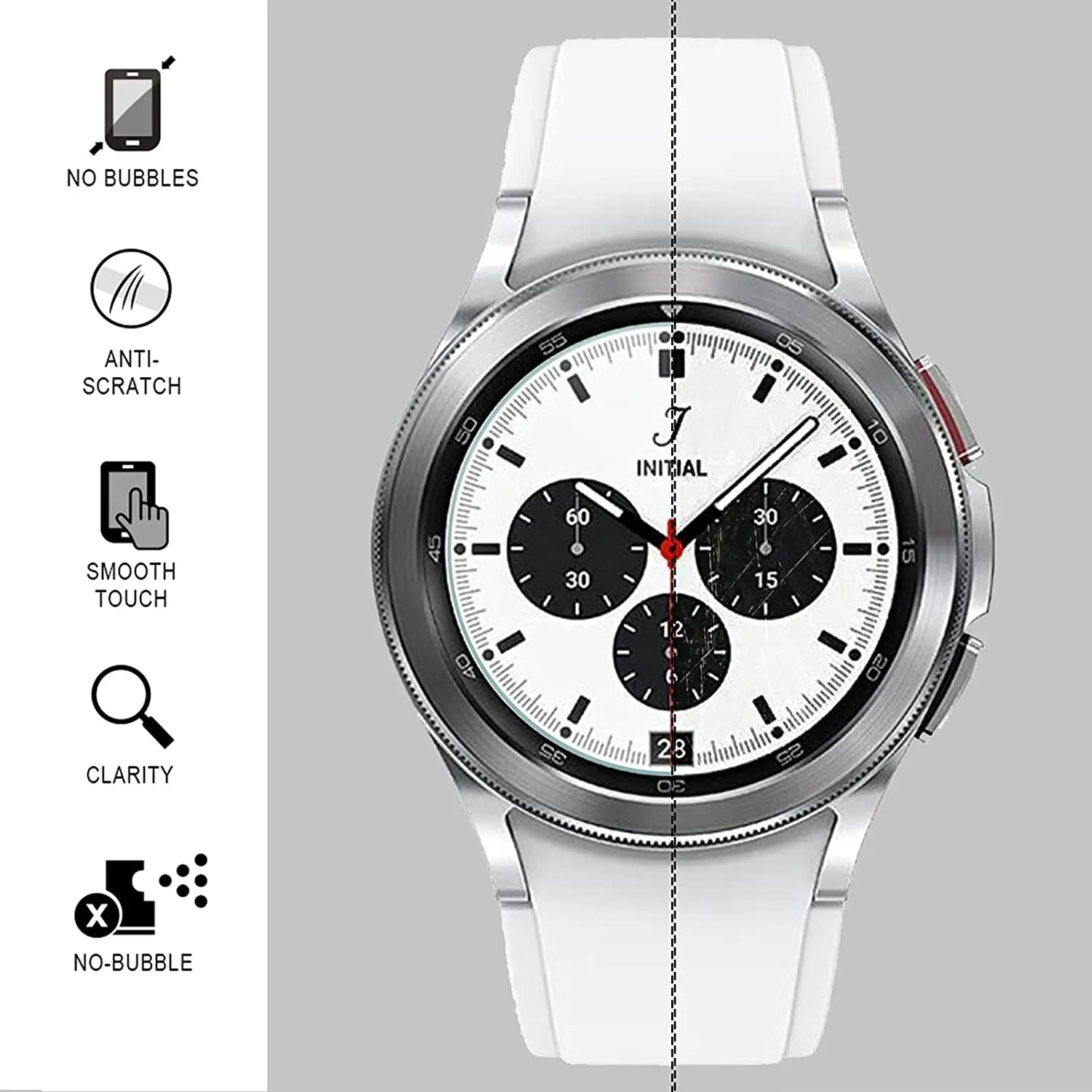 Glass+Case for Samsung Galaxy Watch 4 Classic 42mm 46mm,PC Matte Cover All-Around Protective Bumper Shell for Galaxy Watch4