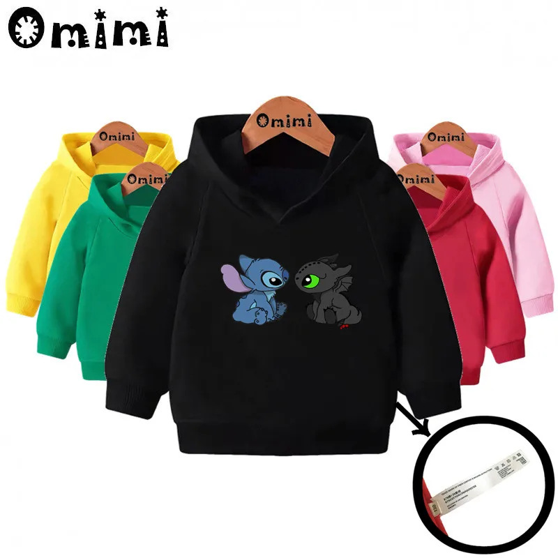 

Kids Toothless&Stitch Friends Cartoon Sweatshirts Children Hooded Hoodies Baby Pullover Tops Girls Boys Funny Clothes,KMT5323