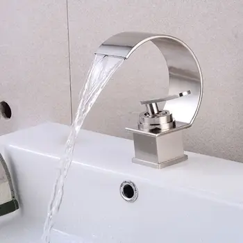 

Curve Style Basin Faucet Tap Chrome Finish Single Handle Hole Deck Mounted Wash Hot Cold Mixer Bathroom Kitchen Sink