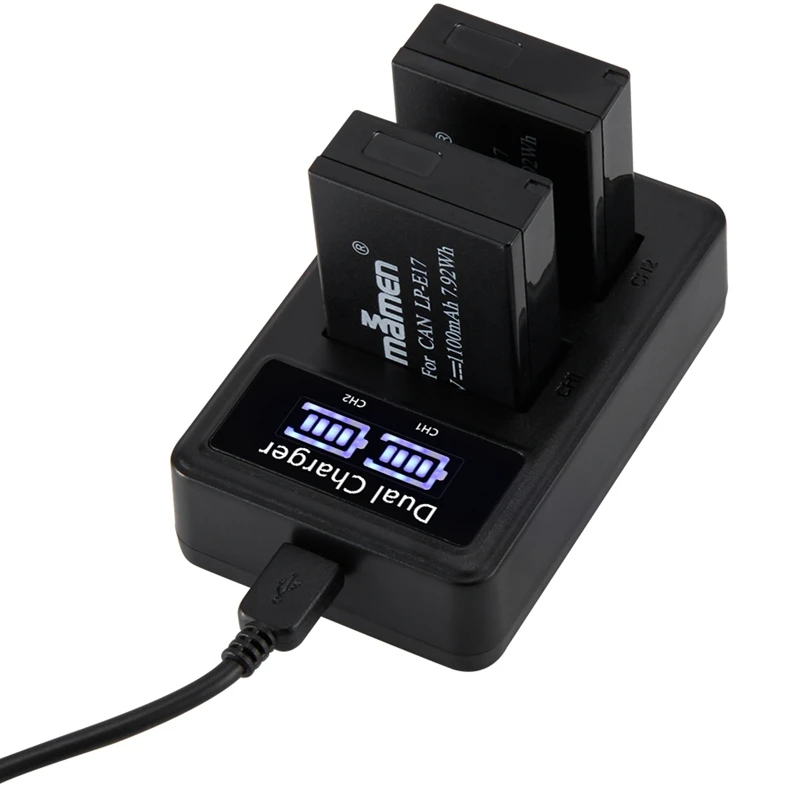 Mamen 1100MAh LP-E17 LPE17 LP E17 батарея для камеры+ USB lcd двойное зарядное устройство для Canon EOS M3 M5 M6 Kiss X8I 750D 760D T6I T6S 800D
