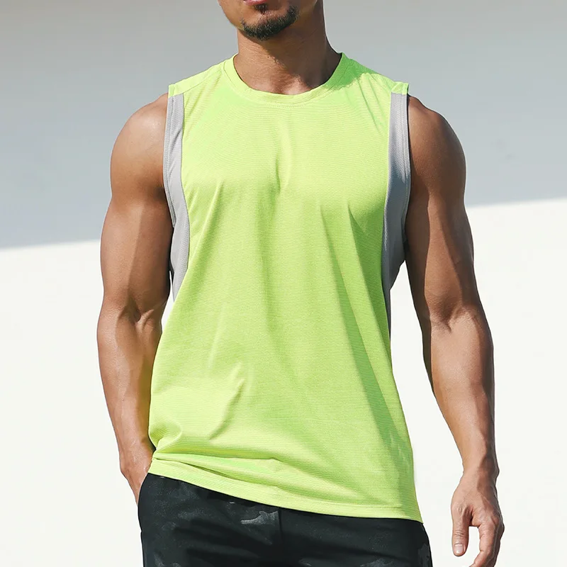 Mens Running Vest Gym Sleeveless Shirt Summer Slim Tank Men Patchwork