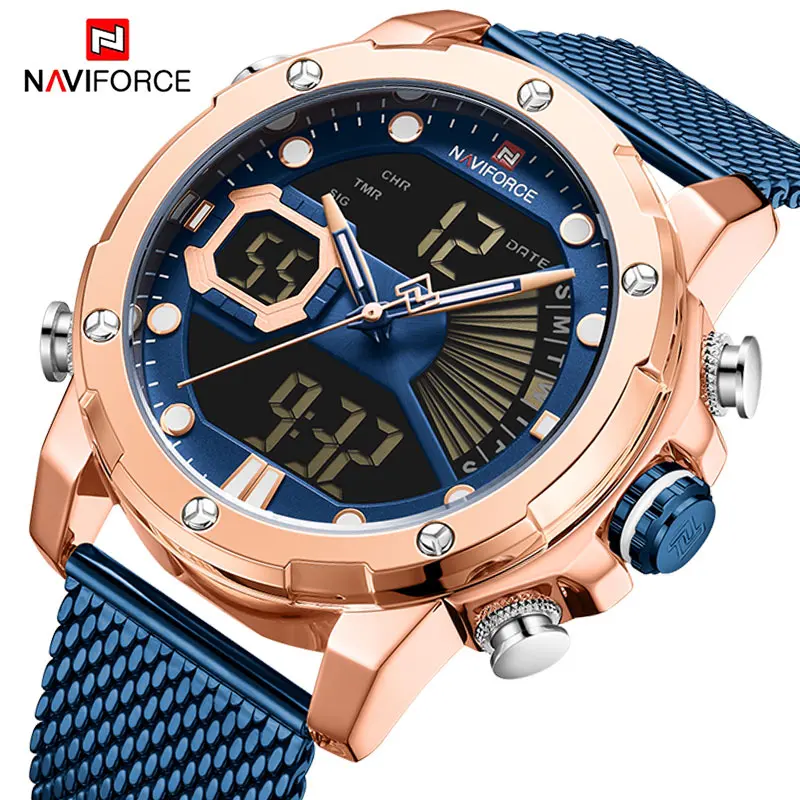 Часы наручные NAVIFORCE Мужские кварцевые цифровые спортивные водонепроницаемые со