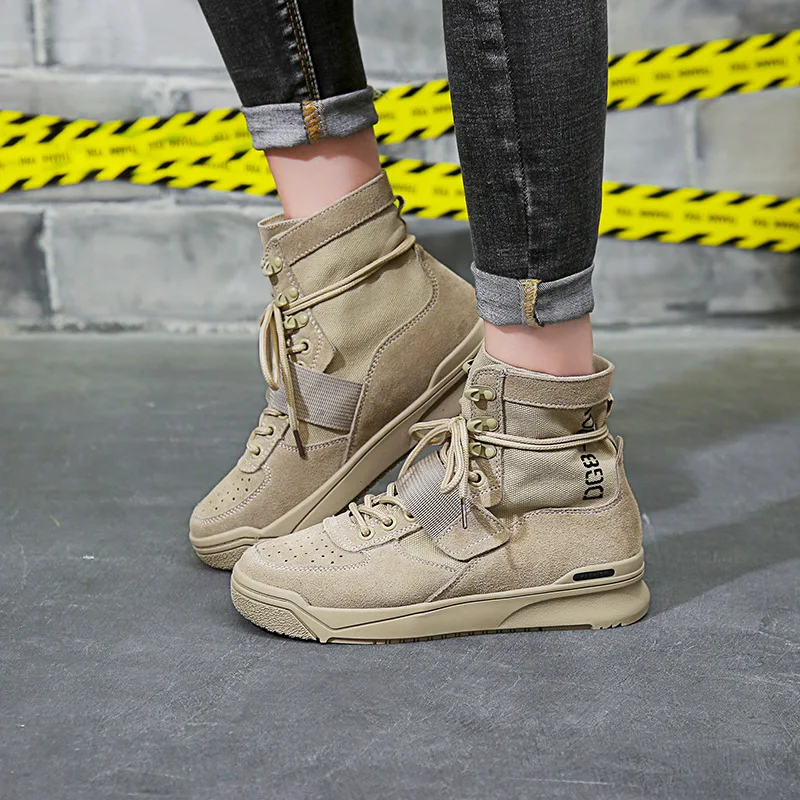 

Fashion Leisure Round Toe Motorcycle Boots Women Ankle Med Hoof Heels Lace up Boots Cross-tied Solid Punk Ladies Shoes