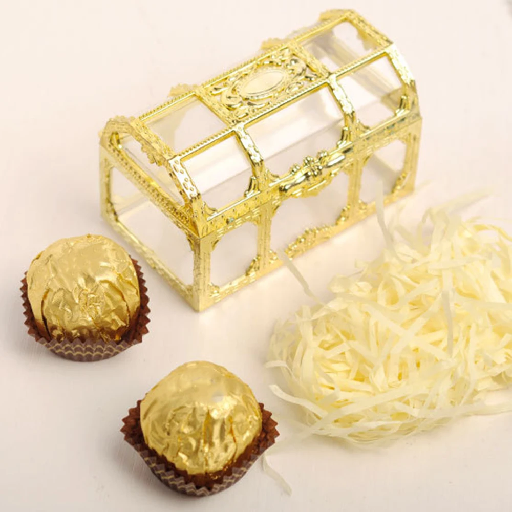 

Hot Mini Treasure Box Transparent Storage Box CrystalGem candy Box Organizer Chest Jewelry Trinket Box Wedding Gifts for Guest
