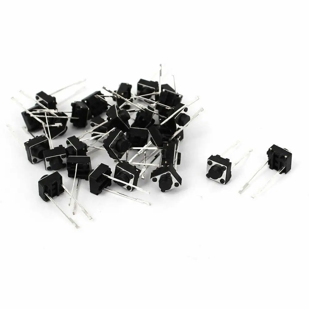 50Pcs Tact Switch 6*6*5 2 Pins Long Pin 6X6X5Mm 4.3/5/6/7/8/9/10/11Mm 12Vdc 0.1A 250Vac For 1Min