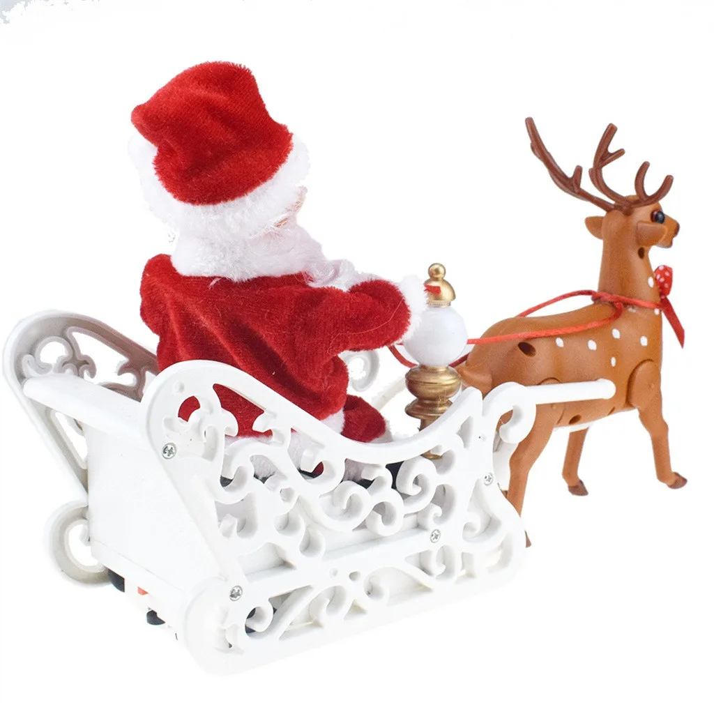 Рождественская электрическая игрушка Лось сани олень автомобиль подарки Санта Клаус Лось сани кукла музыка электрический автомобиль подарок Рождественский Декор новогодний орнамент
