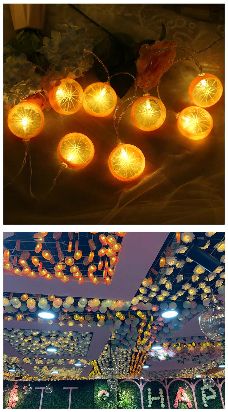 YINUO LIGHT 1,5 м 10 светодиоды гирлянда батарея Лимон Апельсин Фея световая завеса Рождественская гирлянда украшения для дома и свадьбы