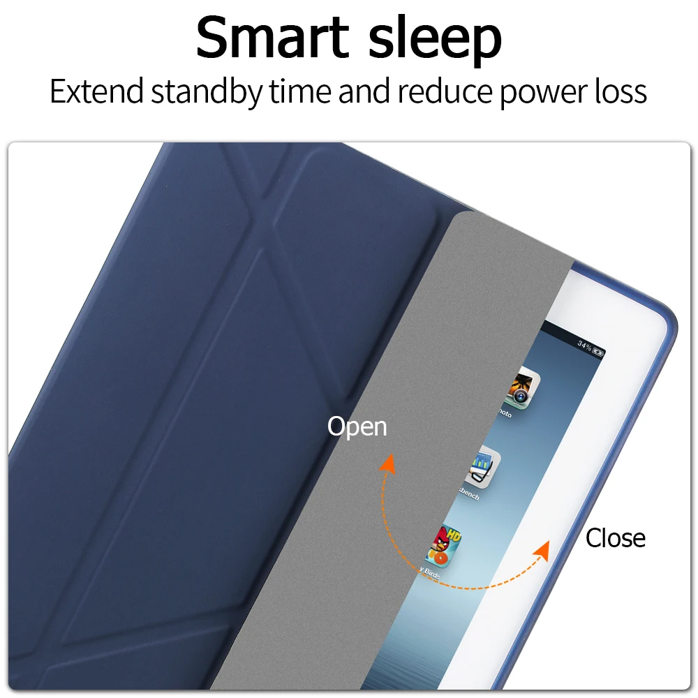 Couro Smart Cover Case para Ipad 97 Geração A1395 A1416 A1458 A1460 pu - Imagem 3