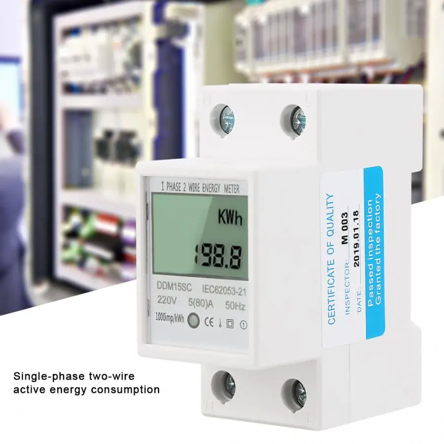 DDM15SC 5-80A Single Phase DIN-Rail Electronic Energy Kwh Meter With LCD Digital Display Up-out And Down-in/up-in Down-out | Инструменты
