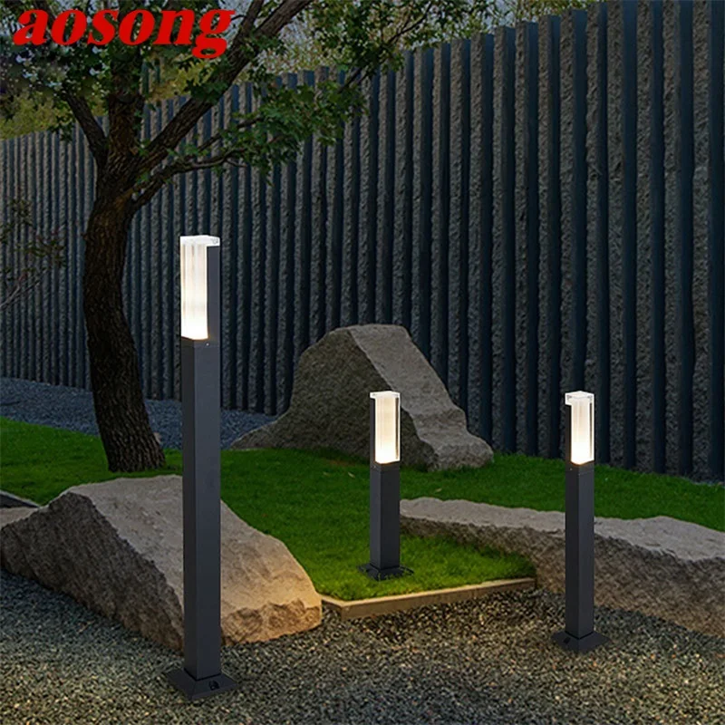 AOSONG Outdoor LED Lawn Light Aluminum Waterproof Garden Lamp Creative  Decorative For Villa Duplex Park