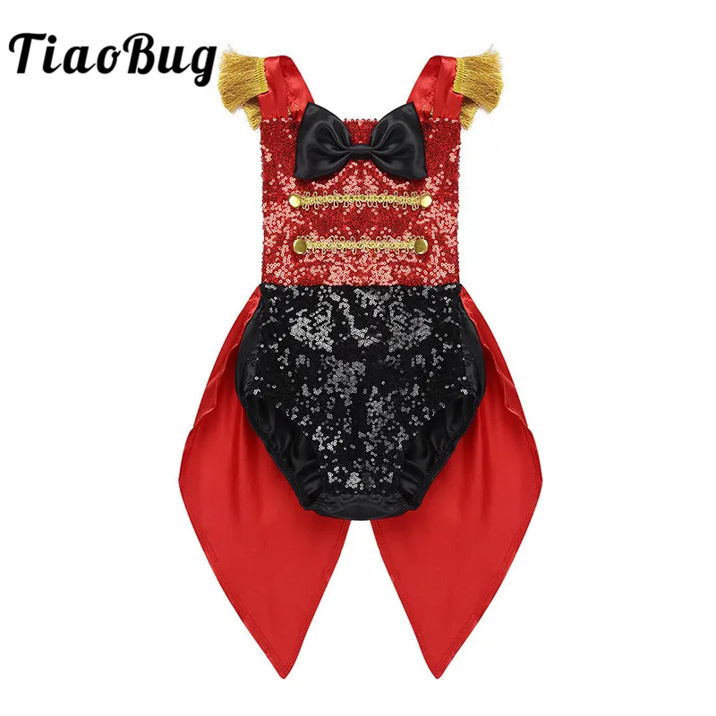 TiaoBug Baby Girls Sleeveless Sequins Romper Toddlers Halloween Cosplay Circus Costume Ringmaster Outfit | Тематическая одежда и