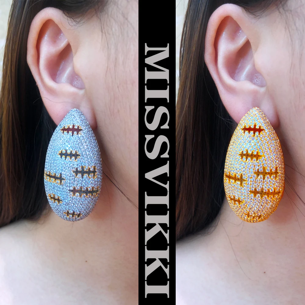 

Missvikki Bridal Luxury Big Oval Ball Pendant Earrings Fine Jewelry Halloween Punk Design High Quality Noble Symbol Women Gift
