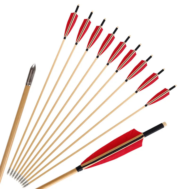 Лук и стрелы 8 мм zhen yu деревянные стрелы традиционные американо-Стиль маленький бантик, изогнутый для стрельбы из лука Универсальный 5 дюймов лопасти производители