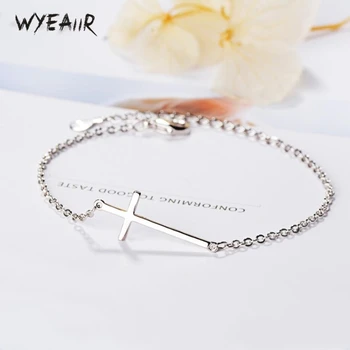 

WYEAIIR Creative Cross Simple Exquisite Sweet Cute Fashion Wild 925 Sterling Silver Female Resizable Bracelets