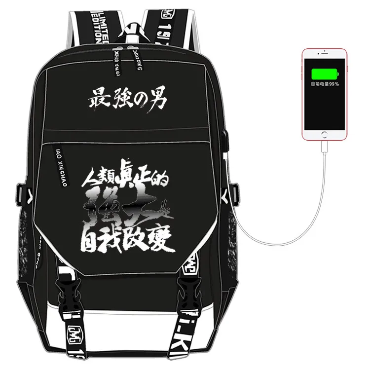 Аниме One Punch Man USB рюкзак, школьная сумка для женщин и мужчин, дорожные сумки для косплея, детей, подростков, студентов, школьные сумки, сумка для книг, подарок - Цвет: Style 14