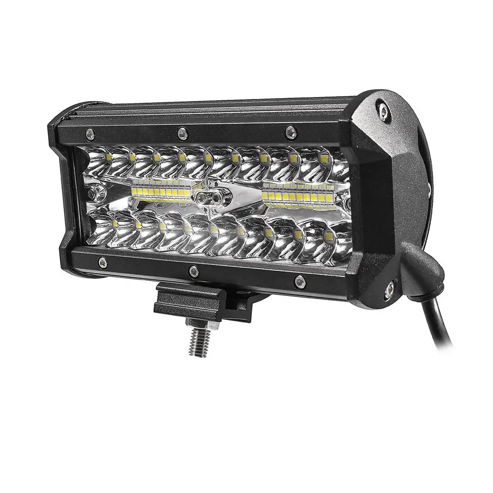7 Inch Car LED Work Light Bar Waterproof Flood Spot Comb Beam Driving Fog Lamp 480W 6000K Adjustable Mounting Bracket