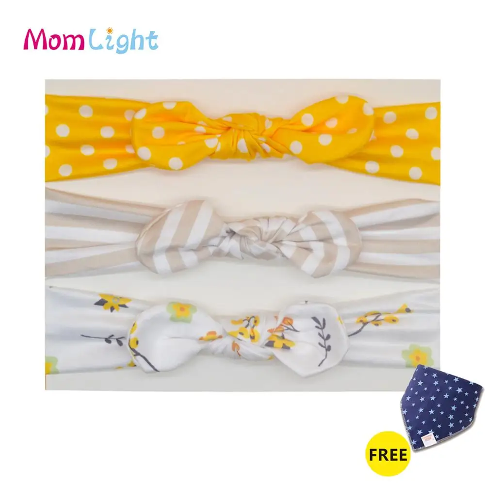 3Pcs Baby Headband Cute Rabbit Ear Neonata Bow Flower Elastic Bandanas Girls Headbands Children Turban Hair Accessories Set | Детская