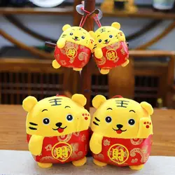 Tiger Mascot Doll Festive Skin-friendly PP Cotton New Year Gift Mini Decoration Tiger Mascot Pendant for Celebrate