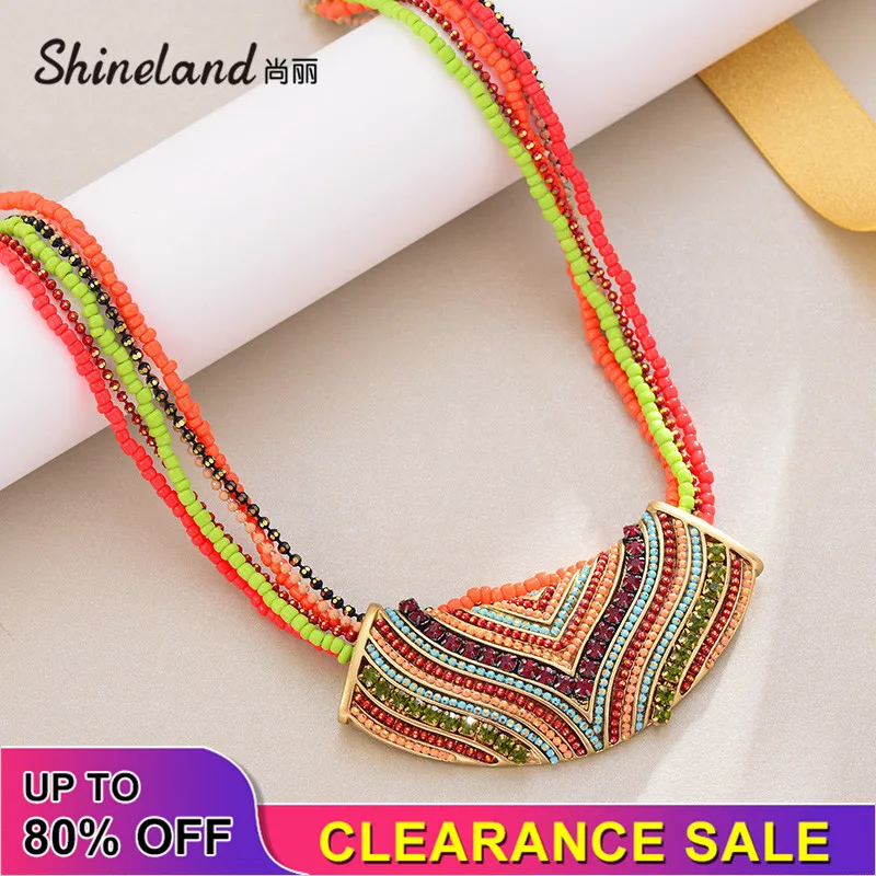 Ожерелье Shineland женское многослойное в богемном стиле модное Ювелирное Украшение