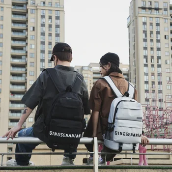 

Fashion High Capacity Men Letter Backpack Streetwear Cloth Bag Unisex Simple Style All-match College Couple Bags Mochila D936