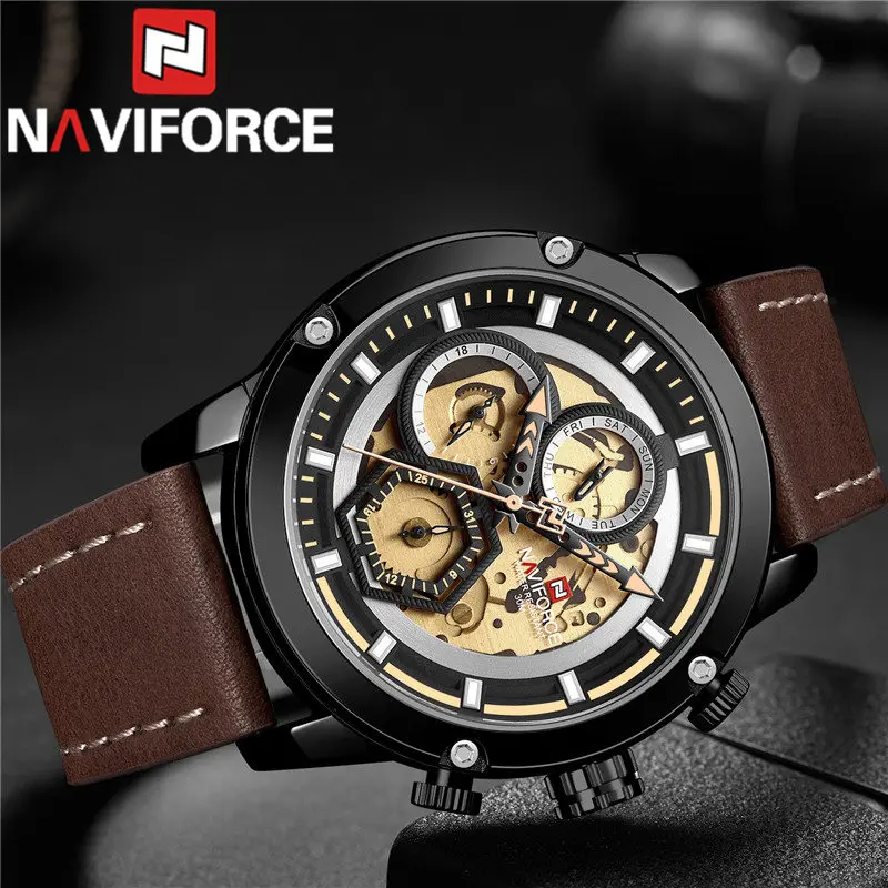 Часы наручные NAVIFORCE Мужские кварцевые модные брендовые Роскошные синие