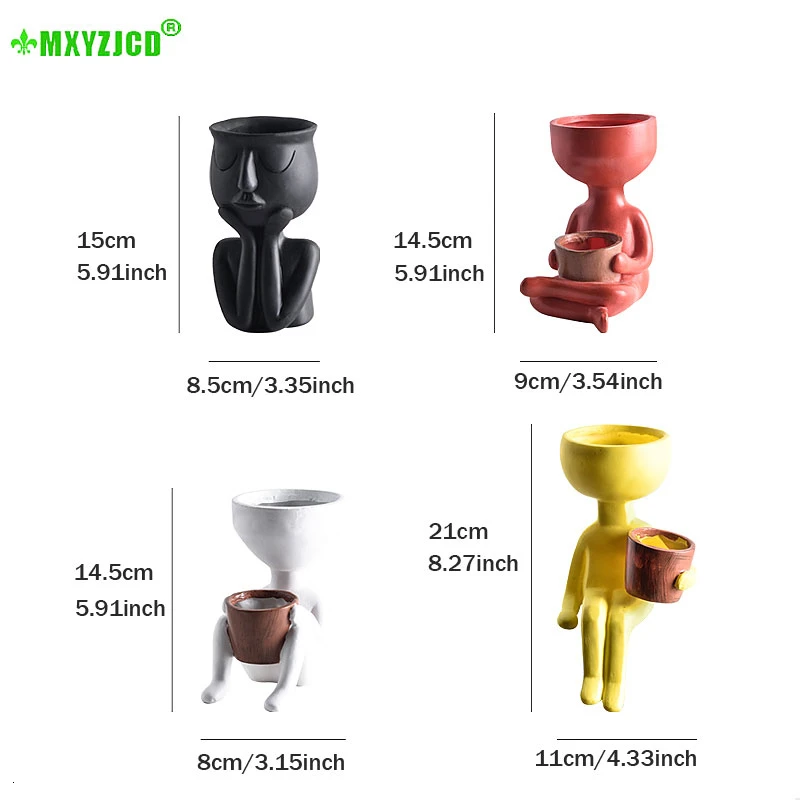 Günstige Charakter Avatar Harz Blumentopf Simulation Kunst Skulptur Fleischig Blumentopf Desktop Dekoration Hause Micro Landschaft Schmuck