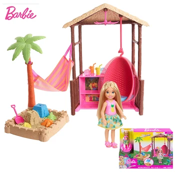 Juguetes originales de la Casa de la playa de muñecas Barbie del Club Chelsea para niños, conjunto con accesorios ropa muñeca, juguete para niñas Brinquedos
