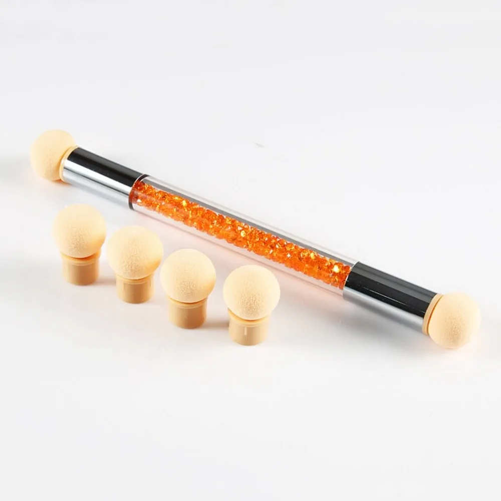 1 комплект, двухсторонняя губка для ногтей, цветущая ручка для ногтей ...