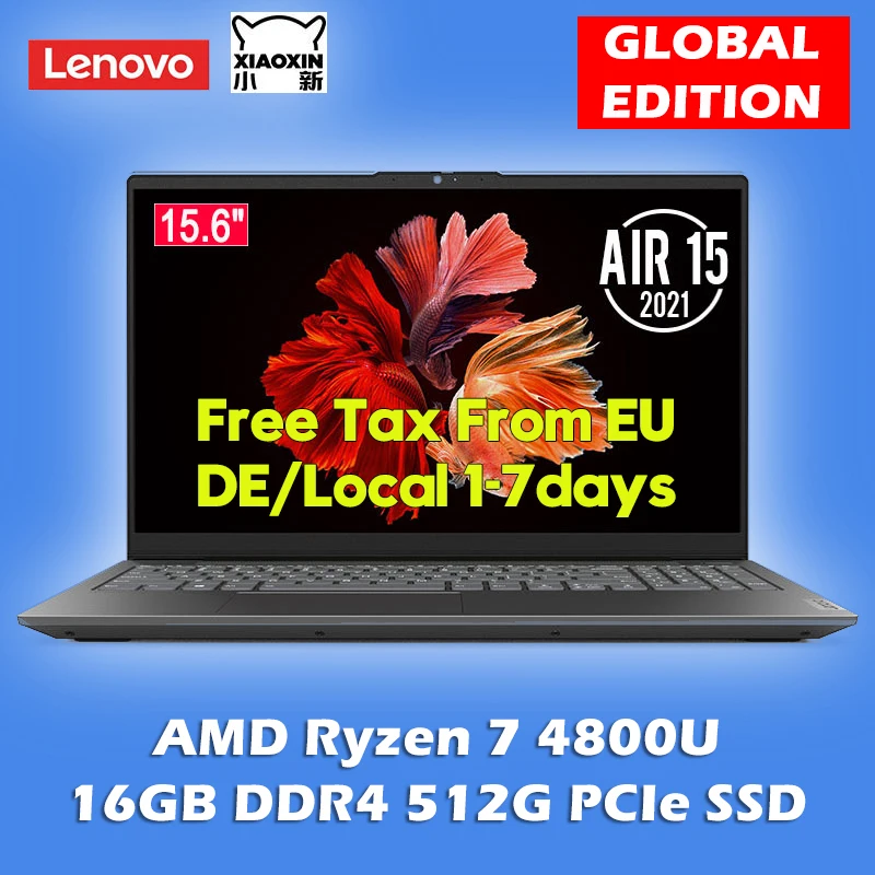 Original Lenovo Yi aire portátil de 15,6 pulgadas AMD Ryzen 7 4800U 16GB DDR4 512G PCIe SSD portátil Windows 10 PC portátil