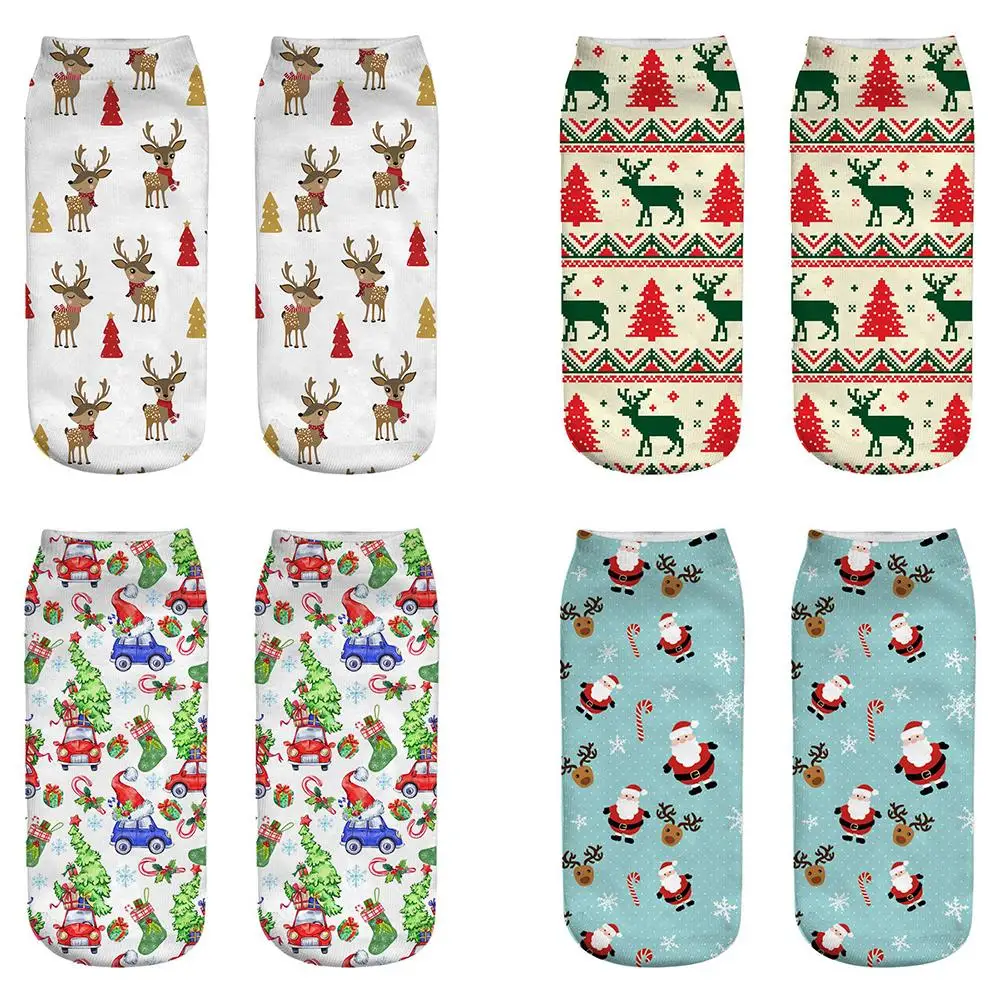 Хлопчатобумажные носки с рождественскими мотивами Женская и мужская обувь новая осень-зима год Санта Клаус новогодняя елка; Снег лося подарок счастливые носки для подарка