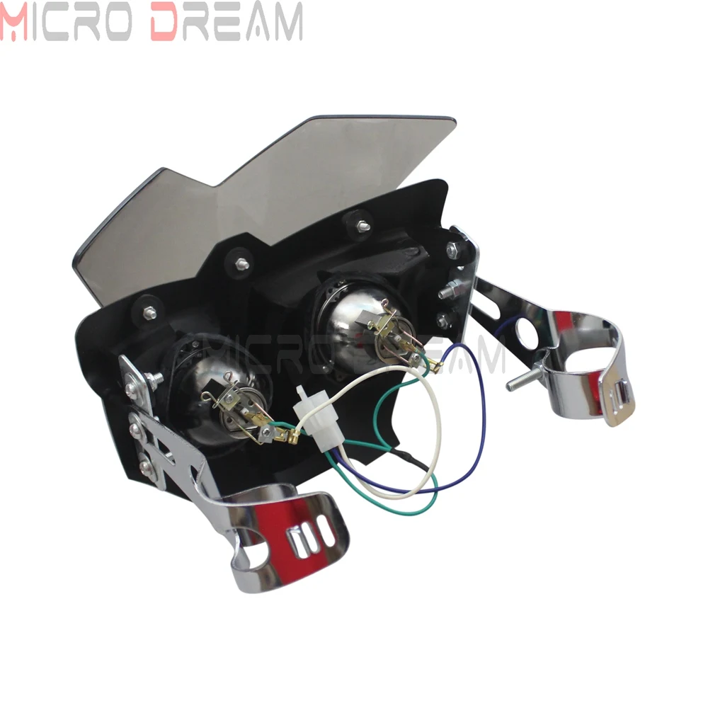 12V 35W Streetfighter мотоцикла обтекатель Маска на фару w/35-54 мм Кронштейн передняя фара для грязевых велосипедов голая велосипеды для мотокросса