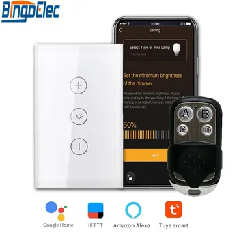 

Bingoelec Dimmer Touch Switch US Standard WIFI Wall Switches Glass Panel RF 433.92 Smart Wireless Switch Control By Tuya APP