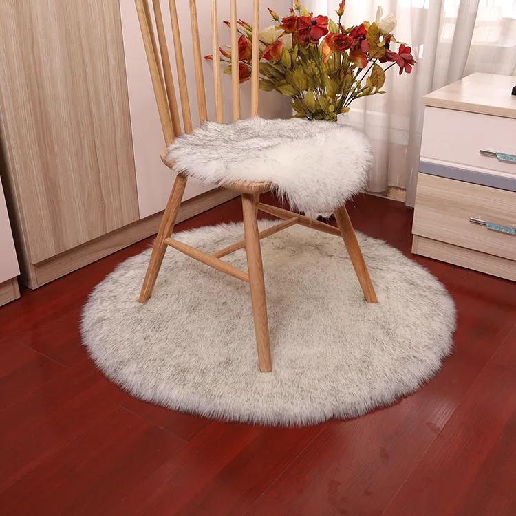 White Faux Fur Round Area Rug Plush Shipskin Flufy Pink Bedroom Rugs Living Room Soft Shaggy Floor Carpets Furry Mats Washable - Цвет: 04007-White Black